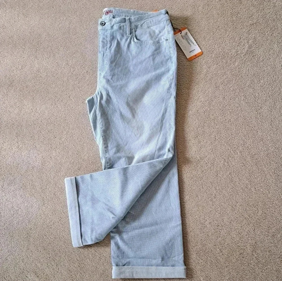 Santana Jeans Cropped Denim Blue  White Stripe Faded Capri Size 16 - Picture 11 of 12